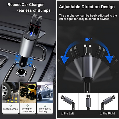 4 in 1 Retractable Car Phone Charger